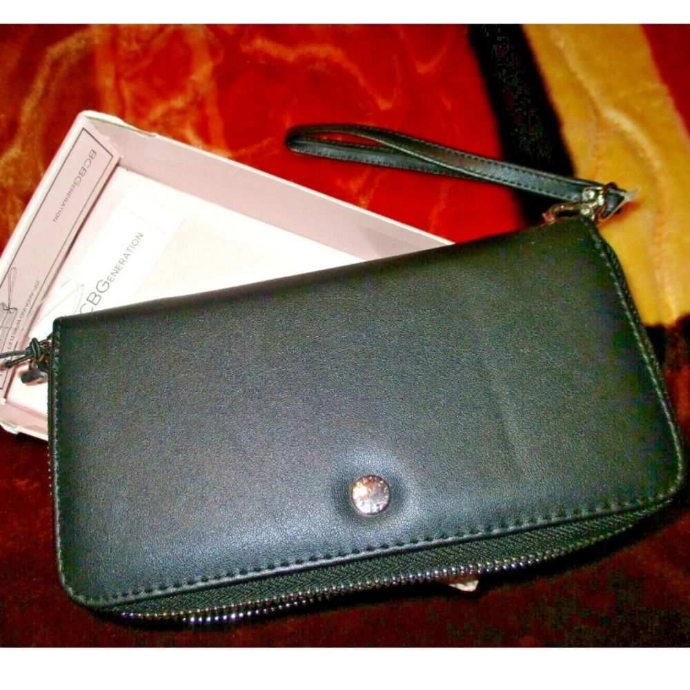 Bcbgeneration Black Multi Pocket Checkbook Silver… - image 1